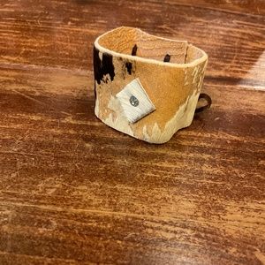 zebra hide with accent crystal cuff bracelet